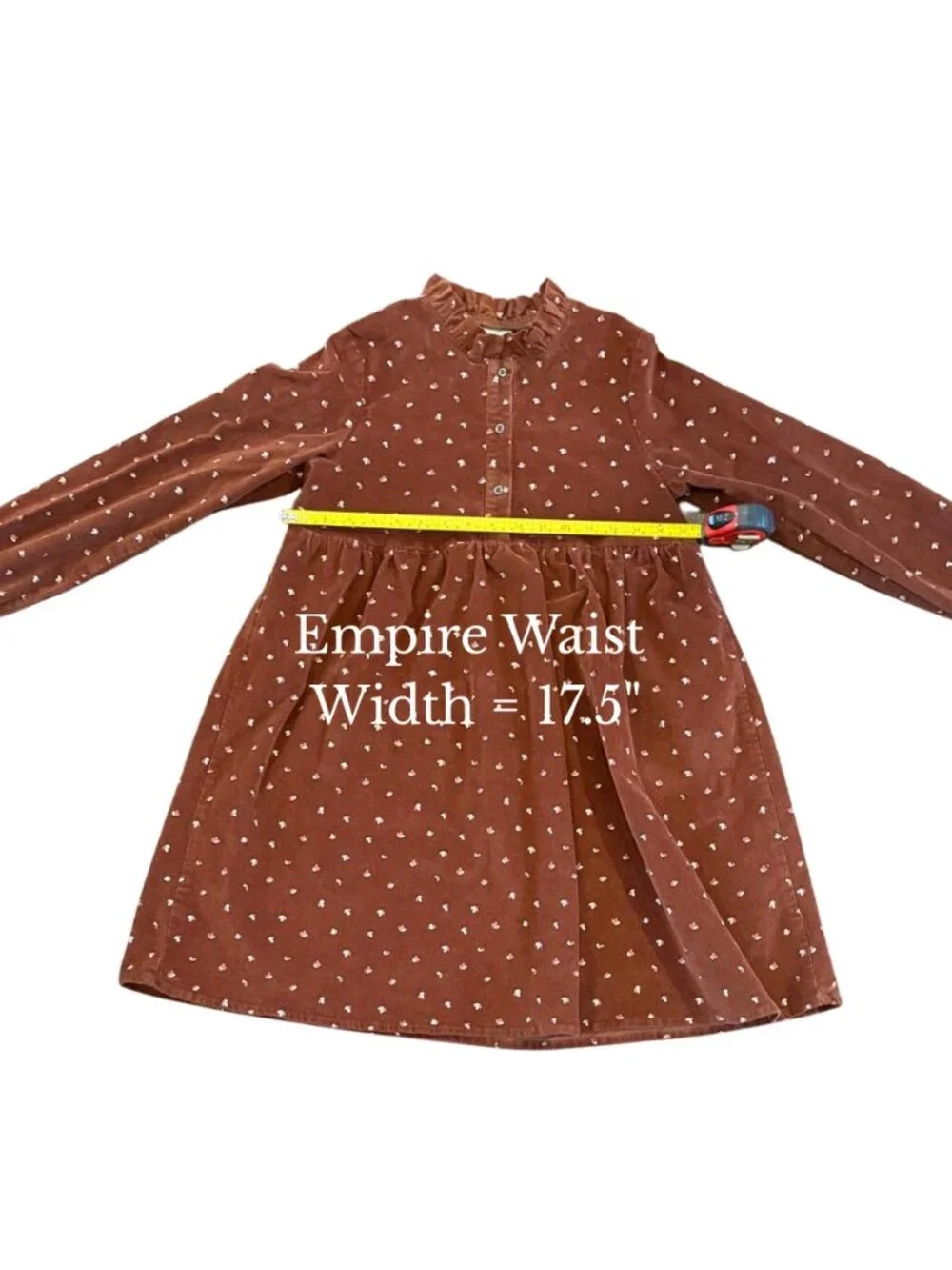 bonprix collection Girls Brown Corduroy Ruffle Collar Dress Size 13 Roomy Fit - Picture 4 of 6